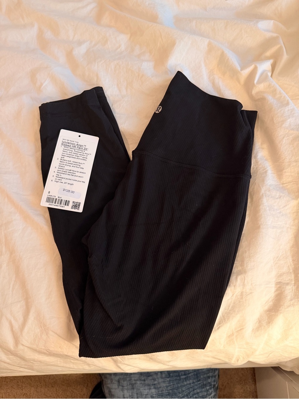 lululemon athletica Ribbed Black High-Rise Leggings 25” size 8
